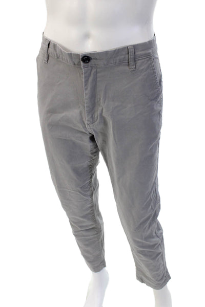 DKNY Mens Chino Khakis Gray Button Cotton Stretch Size 34