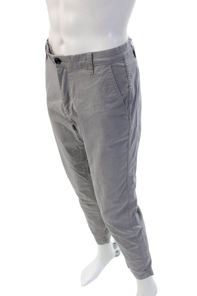 DKNY Mens Chino Khakis Gray Button Cotton Stretch Size 34