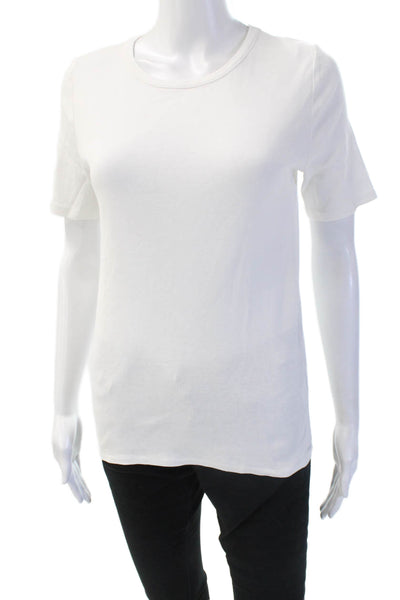 J Crew Women Basic T-Shirt White Cotton Crew Neck Short Sleeve Size M