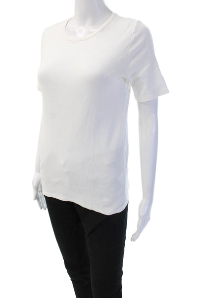 J Crew Women Basic T-Shirt White Cotton Crew Neck Short Sleeve Size M