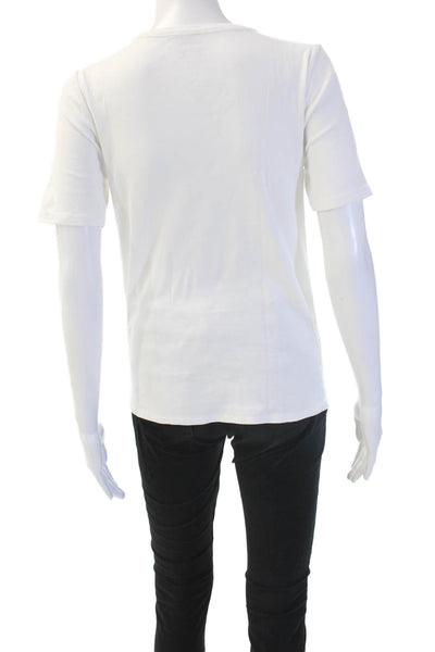 J Crew Women Basic T-Shirt White Cotton Crew Neck Short Sleeve Size M