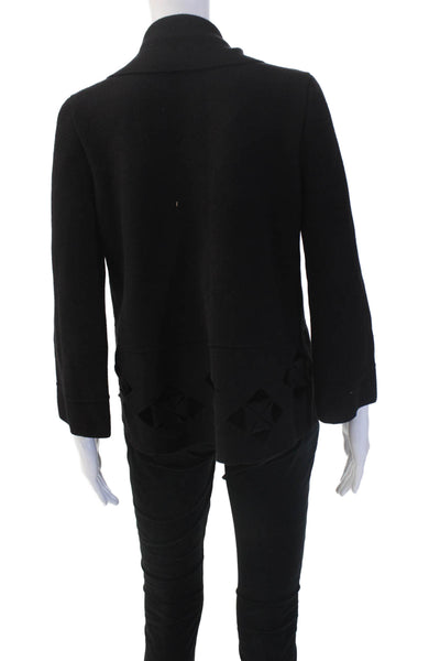 D. Exterior Womens Black Pea Coat Blazer Collared Button Angora Wool Size M