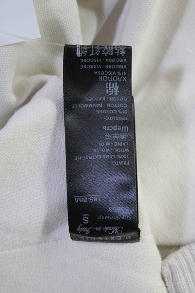 D. Exterior Unisex Beige Mock Neck Pullover Sweater Long Sleeve Size S