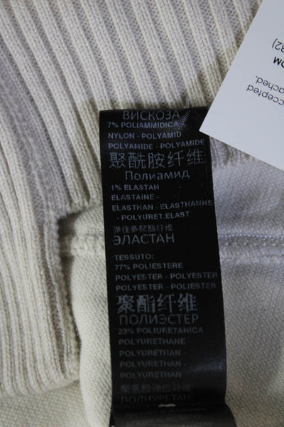 D. Exterior Unisex Beige Mock Neck Pullover Sweater Long Sleeve Size S