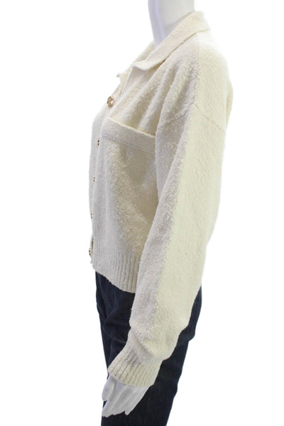 Splendid Unisex Cardigan Beige Collared Long Sleeve Button Cotton Blend Size S
