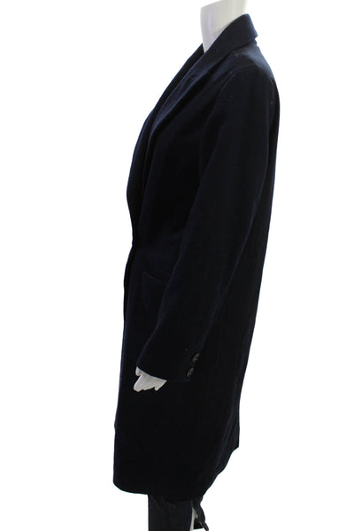 Habitual Womens Classic Dark Blue Overcoat Collared Button Long Sleeve Size S