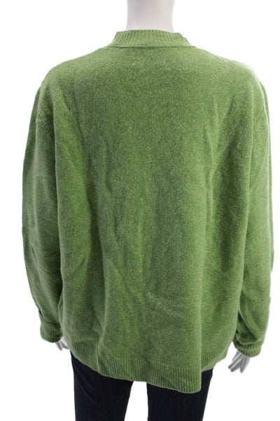 Wood Wood Unisex Cardigan Green Lambswool V-Neck Button Long Sleeve Size M