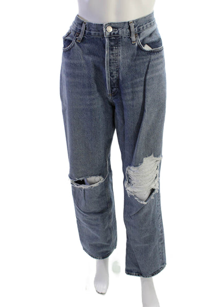Agolde Women Boyfriend Mom High Rise Blue Jeans 100% Organic Cotton Size 31