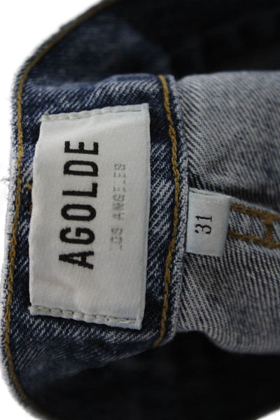 Agolde Women Boyfriend Mom High Rise Blue Jeans 100% Organic Cotton Size 31