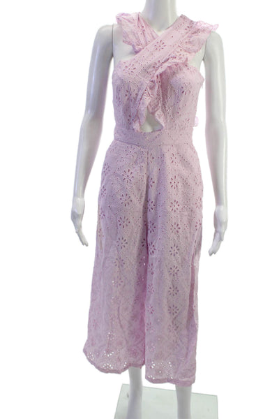 Alice McCall Womens Sleeveless V Neck Pink Floral Cutout Jumpsuit Size 2