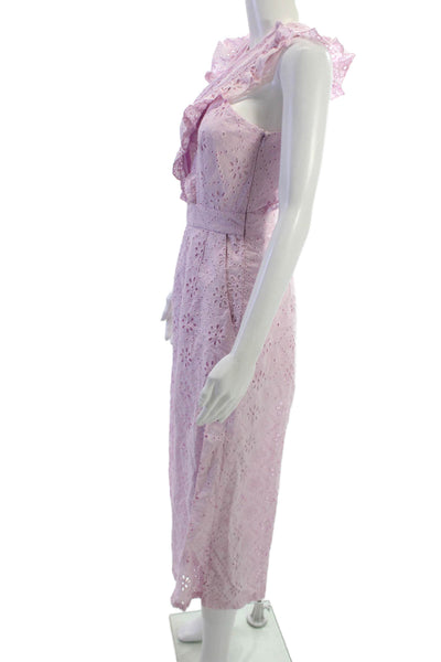 Alice McCall Womens Sleeveless V Neck Pink Floral Cutout Jumpsuit Size 2