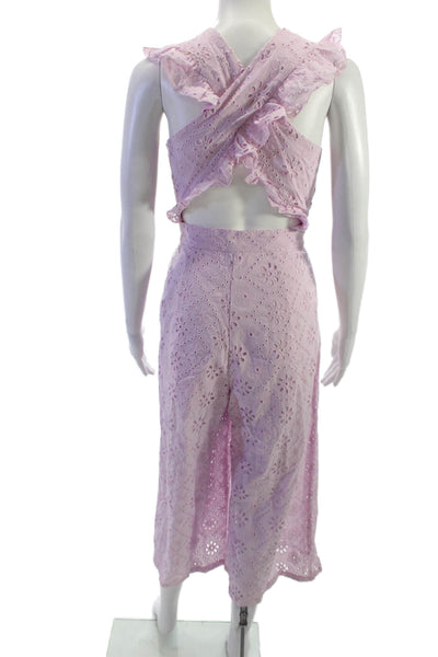 Alice McCall Womens Sleeveless V Neck Pink Floral Cutout Jumpsuit Size 2