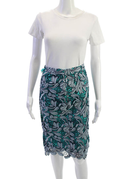 Maeve Anthropologie Womens Green Floral Polyester Straight Pencil Skirt Size 00