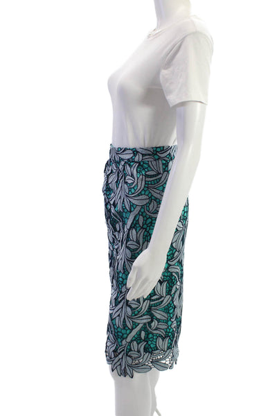 Maeve Anthropologie Womens Green Floral Polyester Straight Pencil Skirt Size 00