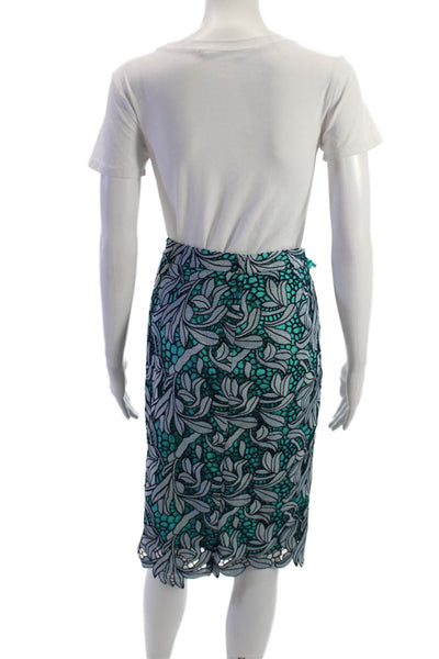 Maeve Anthropologie Womens Green Floral Polyester Straight Pencil Skirt Size 00