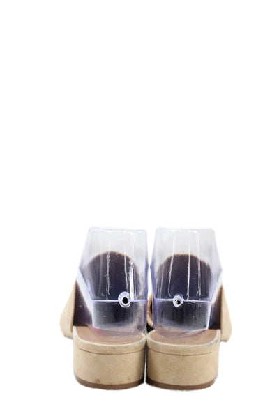 Vince Womn's Round Toe Suede Slip-On Mules Sandals Beige Size 37