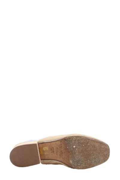Vince Womn's Round Toe Suede Slip-On Mules Sandals Beige Size 37