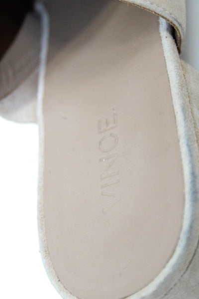 Vince Womn's Round Toe Suede Slip-On Mules Sandals Beige Size 37