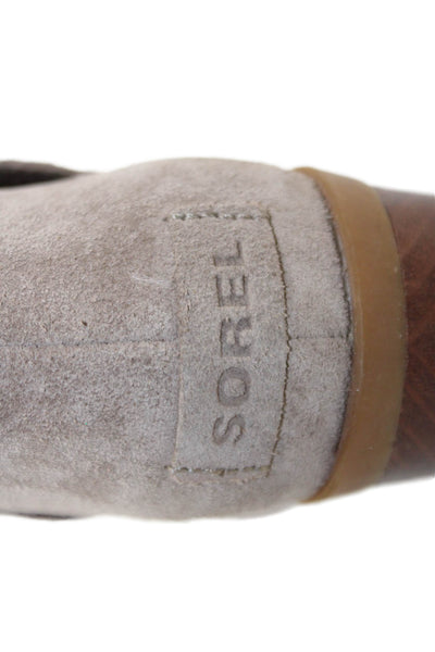 Sorel Women's Round Toe Block Heels Pull-On Boots Beige Size 7