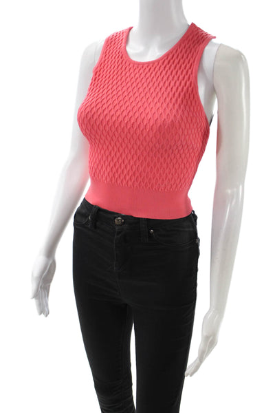 Jonathan Simkhai Womens Cropped Pink Tank Round Neck Size S