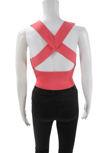 Jonathan Simkhai Womens Cropped Pink Tank Round Neck Size S