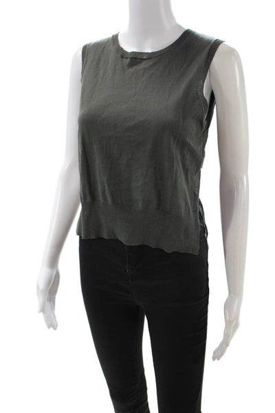 Cotton By Autumn Cashmere Womens Cropped Silk Tank Dark Gray Crew Neck Size XS