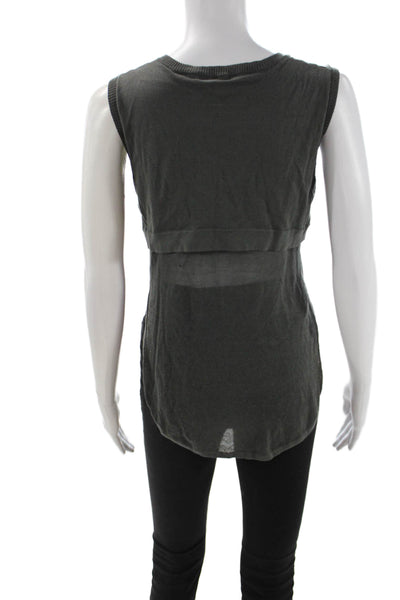 Cotton By Autumn Cashmere Womens Cropped Silk Tank Dark Gray Crew Neck Size XS