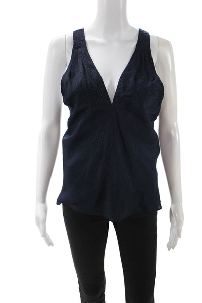 Veronica Beard Womens Dark Blue Silk V-Neck Camisole Sleeveless Size 0