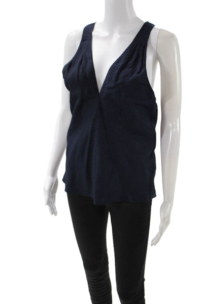 Veronica Beard Womens Dark Blue Silk V-Neck Camisole Sleeveless Size 0