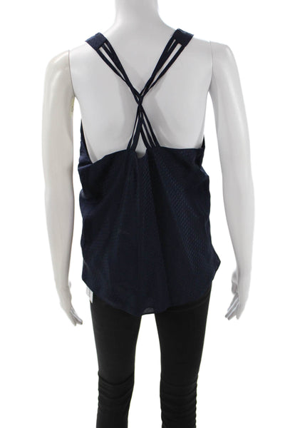 Veronica Beard Womens Dark Blue Silk V-Neck Camisole Sleeveless Size 0