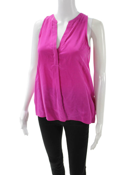 Joie Womens Silk V Neck Sleeveless Blouse Pink Designer Size 2XS