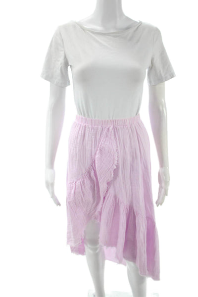 Stark Womens Peasant Wrap Long Cotton Skirt Pink Solid Size XS