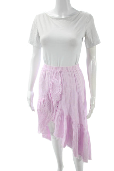 Stark Womens Peasant Wrap Long Cotton Skirt Pink Solid Size XS