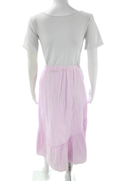 Stark Womens Peasant Wrap Long Cotton Skirt Pink Solid Size XS
