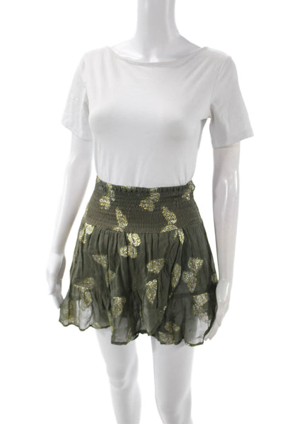 Muche Et Muchette Women Peasant Mini Skirt Green Viscose Size One Size