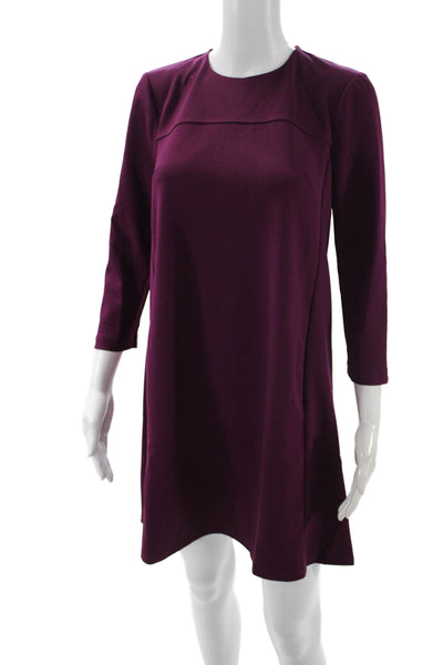 Donna Morgan Women Shift Dress Purple 3/4 Sleeve Hook Eye Bust 36 Size 0