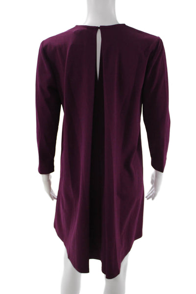Donna Morgan Women Shift Dress Purple 3/4 Sleeve Hook Eye Bust 36 Size 0
