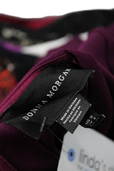 Donna Morgan Women Shift Dress Purple 3/4 Sleeve Hook Eye Bust 36 Size 0
