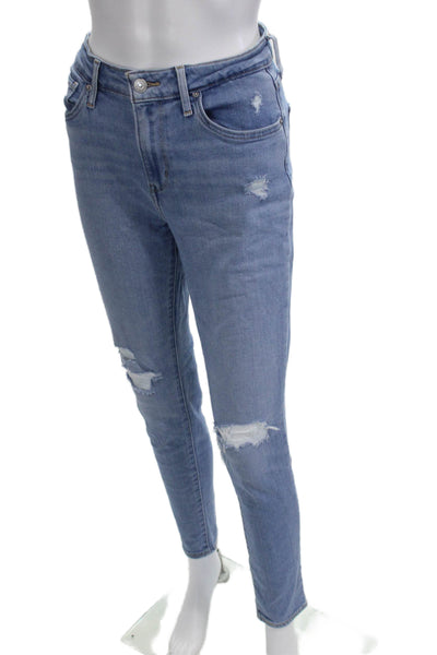 Levis Women Skinny Ankle Jeans Light Blue High Rise Button Size 28