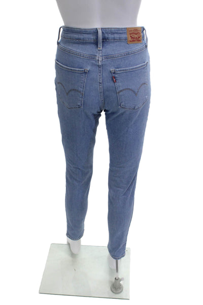 Levis Women Skinny Ankle Jeans Light Blue High Rise Button Size 28
