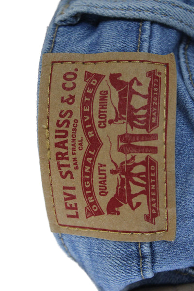 Levis Women Skinny Ankle Jeans Light Blue High Rise Button Size 28