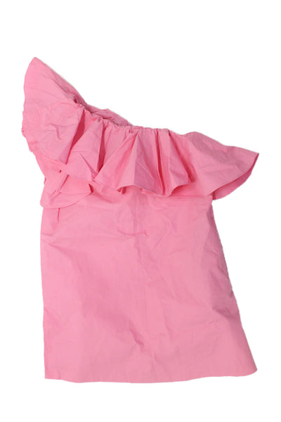 Moque Girls Ruffled One Shoulder Sleeveless Sheath Mini Dress Pink Size 12