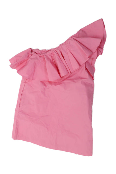 Moque Girls Ruffled One Shoulder Sleeveless Sheath Mini Dress Pink Size 12
