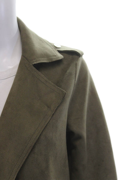 T Tahari Women Military Jacket Green Collared Long Sleeve Button Size S
