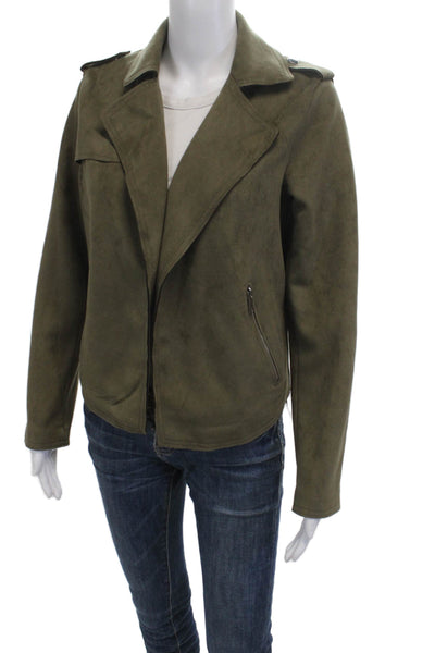 T Tahari Women Military Jacket Green Collared Long Sleeve Button Size S