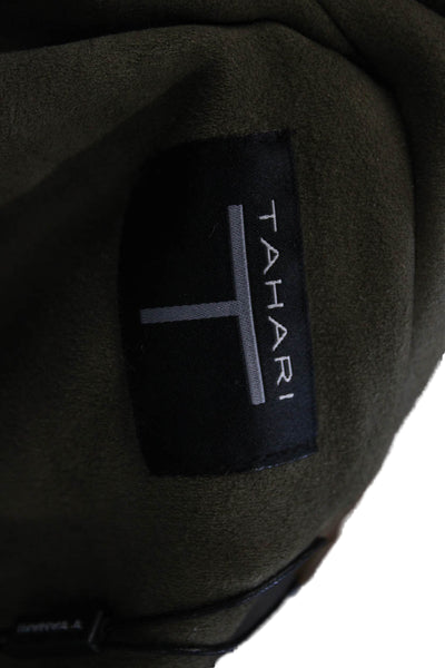 T Tahari Women Military Jacket Green Collared Long Sleeve Button Size S
