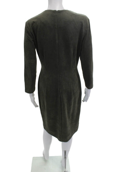 J. Mclaughlin Women Sheath Wrap Dress Green V-Neck 3/4 Sleeve Size S