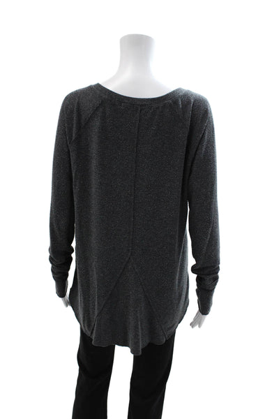 Michael Stars Womens Dark Gray 100% Silk Long Sleeve Round Neck Top Size M