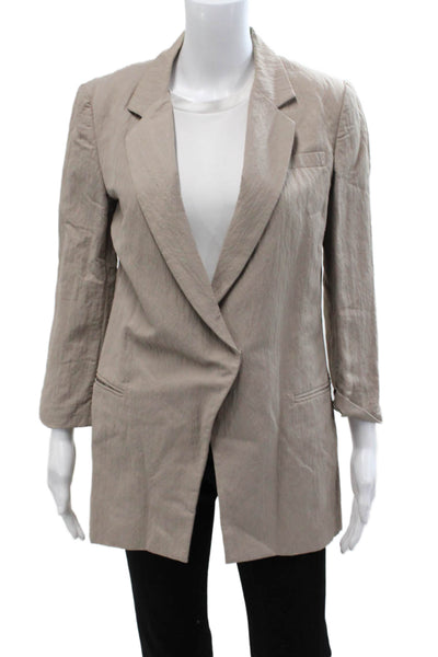 Elizabeth & James Womens Beige Collared Button Blazer Long Sleeve Size 8