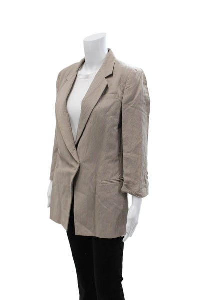 Elizabeth & James Womens Beige Collared Button Blazer Long Sleeve Size 8